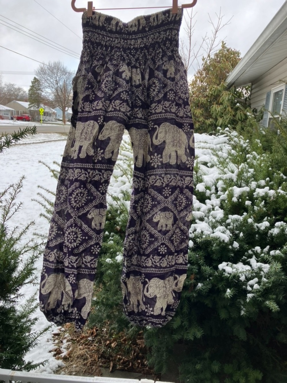 Boho Elephant Harem Pants in Purple and Cream - Picture 2 of 4